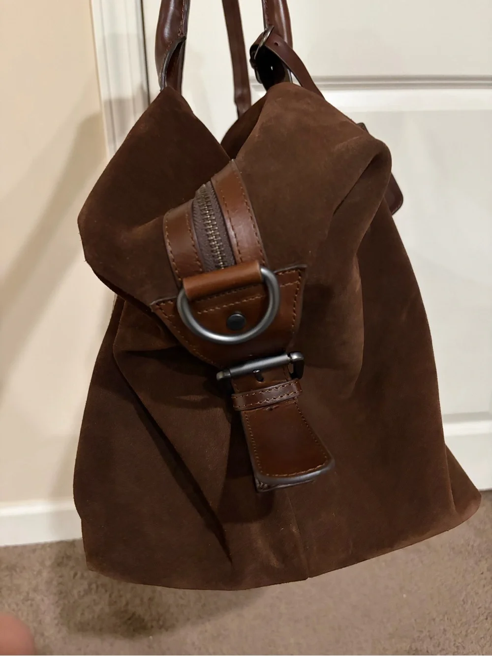 Loake Dark Brown Suede & Leather Travel Duffel